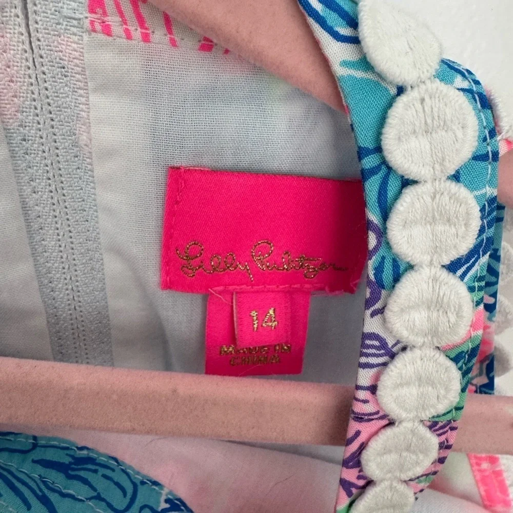 Lilly Pulitzer Girls Little Kinley Dress Beach House Blooms Size 14